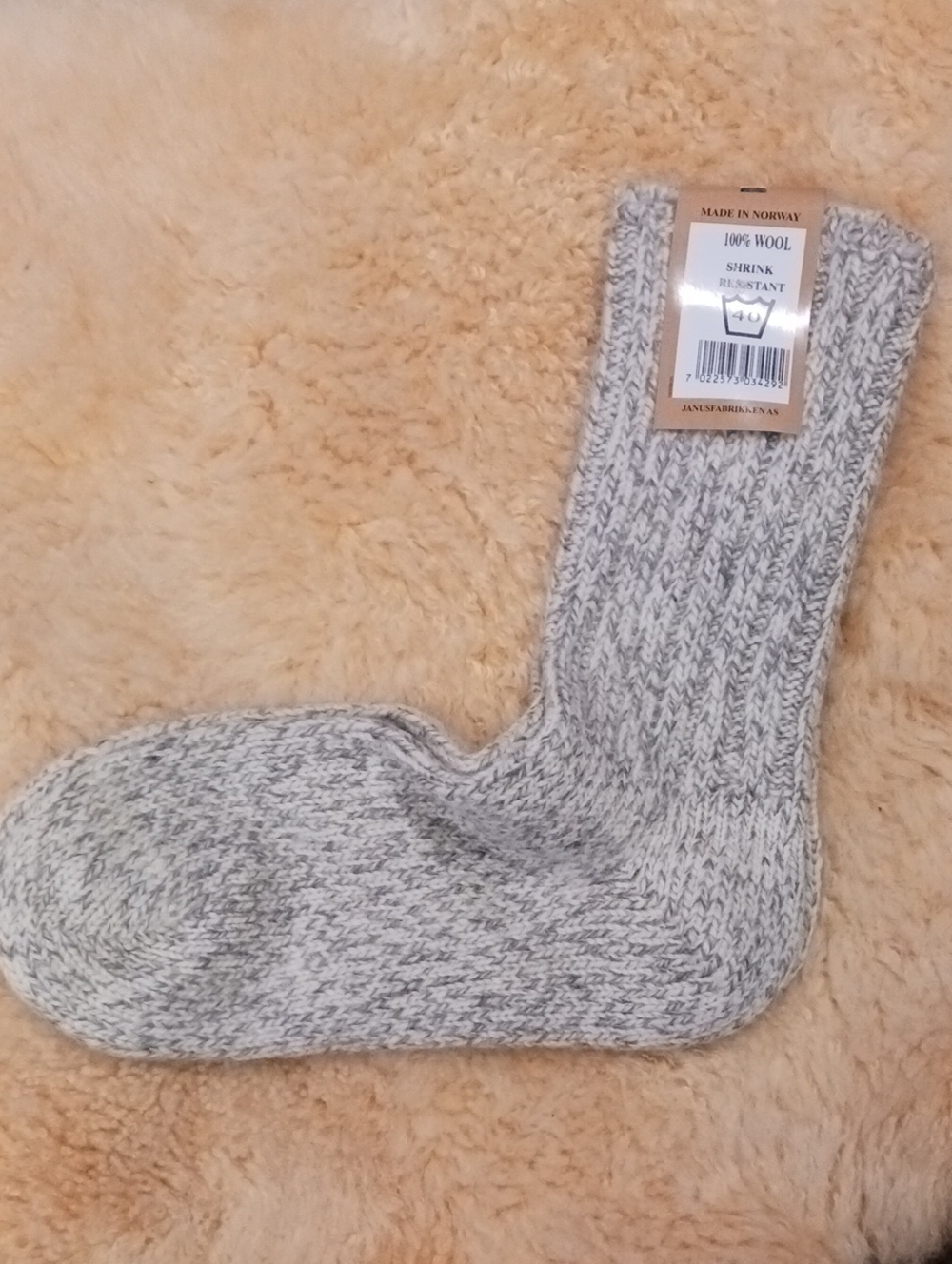 100% Wool Grey Marled Men's Socks - Classic Knit